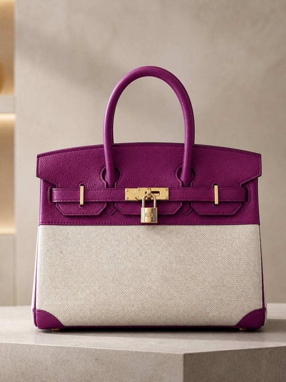 100% Genuine Togo Leather Custom Designer Shoulder bag (Purple)